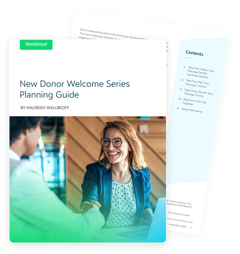 New Donor Welcome Series Planning Guide